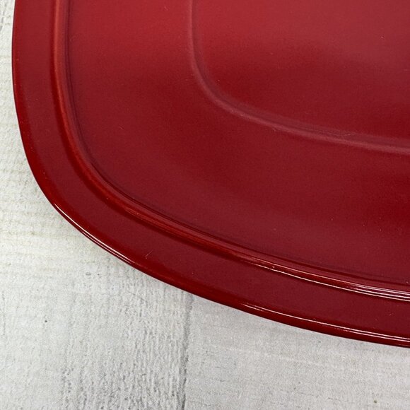Home Trends CANOPY RED Cranberry Embossed Square Porcelain Dinner Plates Set 4 - Picture 14 of 16